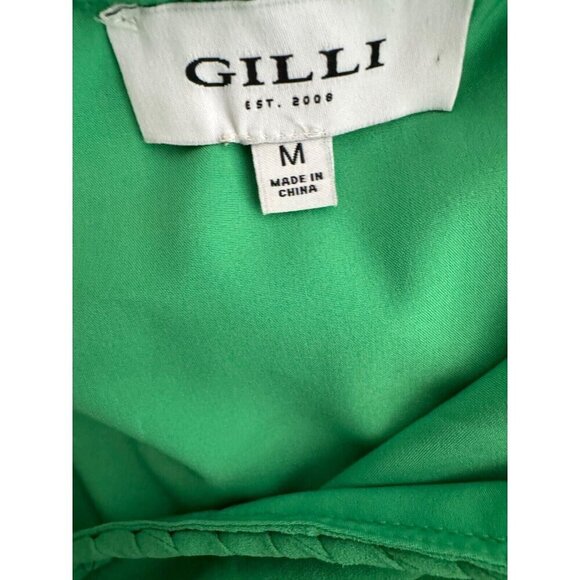 Gilli Green Vneck Braided Trim Waist Tie Mini Dress Womens Size M - Picture 5 of 7